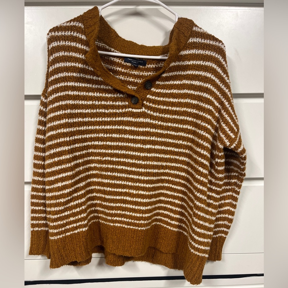 American Eagle Henley Jegging Fit Crew Neck Stripped Sweater